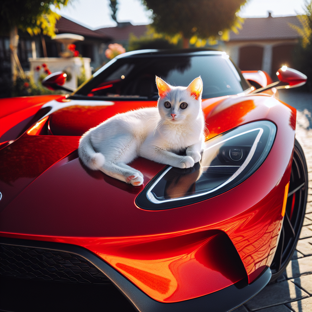 white cat on hood