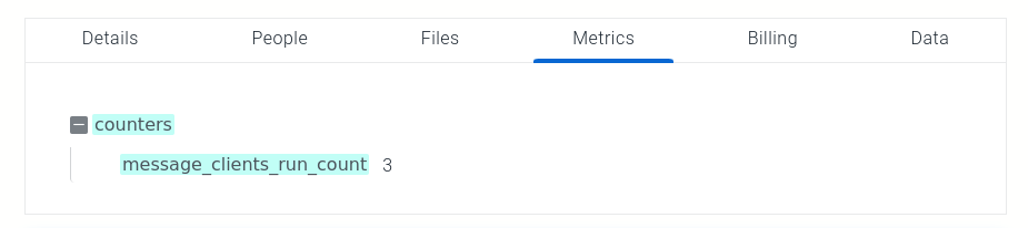 Metrics tab